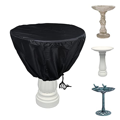 BOSKING Bird Bath Cover for Winter, 420D Polyester Outdoor Waterproof Round Pond Birdbath Fountain Cover with Locking Drawstring (25"D x 18"H)