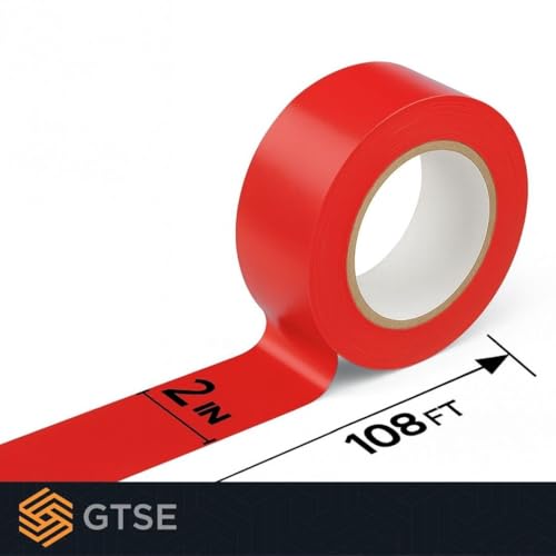 Image of GTSE - Red Vinyl PVC Floor Tape 2 inch x 108ft Safety Marking Tape | Safety Marking Tape for Gyms, Warehouses & Dance Floors - Durable Vinyl, High Visibility