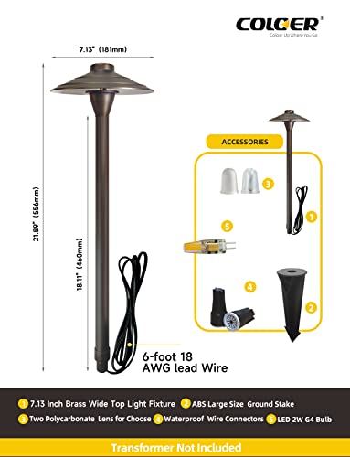 Coloer Low Voltage Pathway Lights, Brass Outdoor Garden Path Lights, Landscape Driveway Lights For Yard, Ip65 Waterproof Landscape Lighting Wired(1-Pack With G4 Bulb) #TOP3