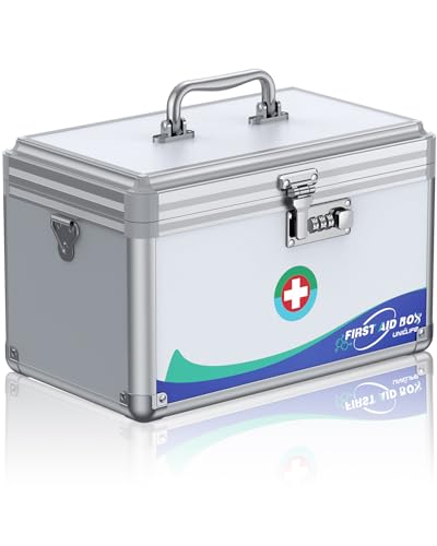 Uniclife Medikamentenbox mit Zahlenschloss 30x18x19 cm, tragbare...