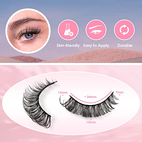 Glowing Win Cat Eye Lashes Natural Look Russian Strip Lashes D Curl Wispy Fluffy Russian Strip Lashes Hybrid Lashes 10 works Pack Fake/False Lashes Faux Mink Lashes 3D Effect - Image 4