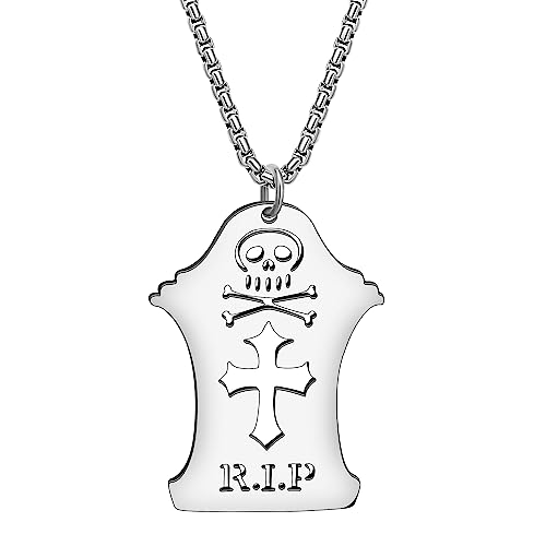 Collier crâne Halloween en acier inoxydable plaqué or 18k pour femme