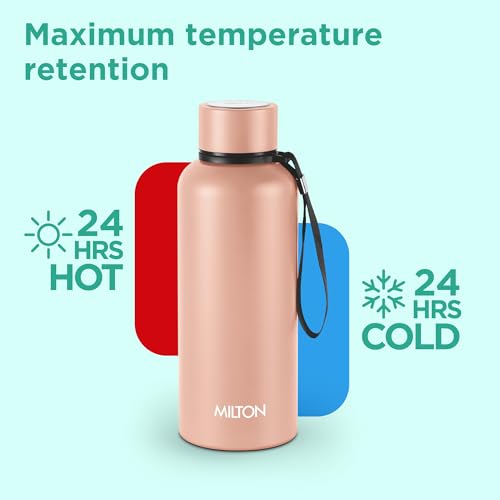Image of Milton Aura 750 Thermosteel Water Bottle 725 ml, 24 Hr Hot and Cold I Leak Proof Lid, ISI Certified I Vacuum Insulated I for Office, Gym, School I Beige