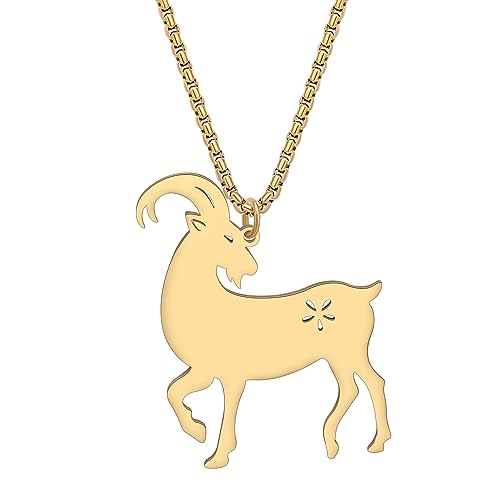 DALANE Collar de cabra lindo de acero inoxidable chapado en oro de 18 quilates colgante granja animales joyas para mujeres niñas encantos regalos, M, Acero inoxidable, No es una piedra preciosa