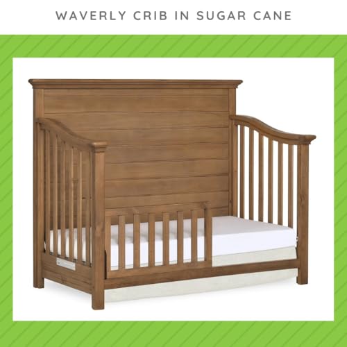 Image of Toddler Bed Safety Guard Rail for Evolur Baby Convertible Cribs - Solid Wood Rail for Convertible Crib to Toddler Bed Conversion - Safety Bed Rail for Children (Sugar Cane, Model 846)