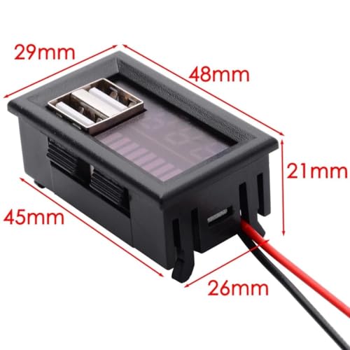 Image of ROBOWAY Digital Display Dual USB LED 12V Car Voltmeter Battery Voltage Meter Tester (Pack of 6) - Electronic Component