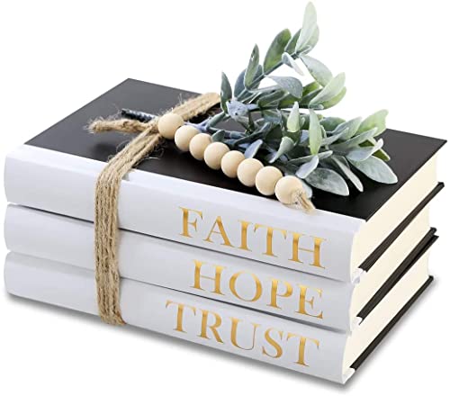Black & White Decorative Books - HOPE, FAITH, TRUST(Set of 3) for Coffee Tables and Shelves