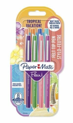 PAPERMATE Stylo feutre 0,7mm pointe moyenne assortiment x 8