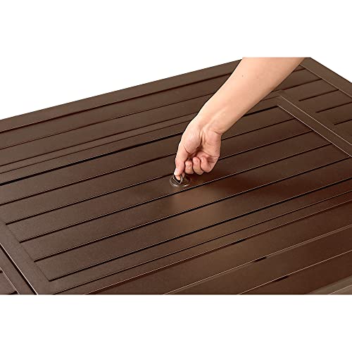 Image of Oakland Living Istanbul-FPT-BN Rectangular 46 in. x 31 in. Aluminum Propane Pit, Glass Beads, Two Covers, Lid, 57,000 BTUs in Brown Finish Fire Table