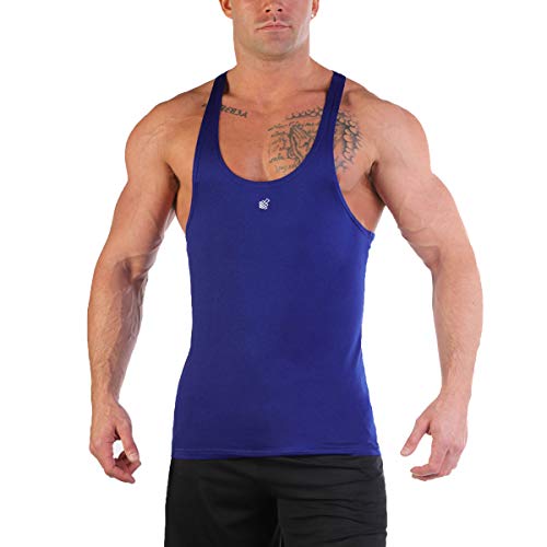 Jed North - Camiseta de tirantes para gimnasio con espalda cruzada, Hombre, UKTANK007BLUXL, azul marino, extra-large