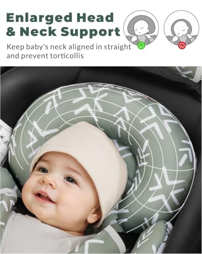 Image of TinlyFinly Newborn Carseat Insert, Baby Head and Body Support, Reversible Infant Insert Compatible with Infant Car Seat, Stroller, Mamaroo Swing, Rocker, Bouncer. Baby Car Seat Cushion - Rabbit