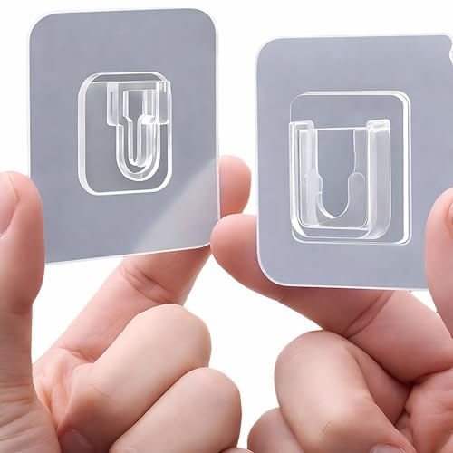 Image of Transparent Adhesive Wall Hooks (5 Pairs / 10 Hooks) | Heavy Duty No Drilling Self Adhesive Hooks | Waterproof & Reusable Clear Hooks for Bathroom, Kitchen, Photo Frames & Home