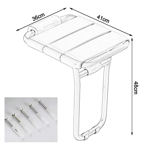 Tabouret de douche stable mural rabattable et blanc gain de place
