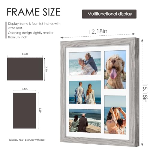 Image of DUENPY 11x14 Collage Picture Frame, 4x6 Collage Picture Frame, Displays Five 4x6 inch Photos, or 11x14 (Without Mat) Wall Decor Wall Hanging or Tabletop, Grey.