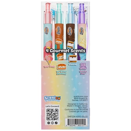 Set de 4 bolígrafos gel con purpurina y aroma dulce miniatura 5