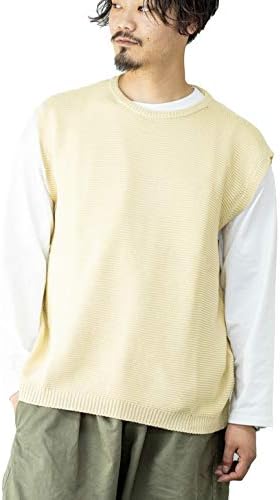 Amazon  (スコーネ) SKKONE ニットベスト メンズ クルーネック 黒 白 