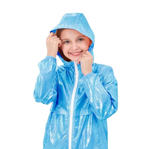 Image of JESKIDS Girls Boys Rain Jacket Lightweight Waterproof Raincoat Breathable Windbreaker for Kids Outdoor 4-13 Years
