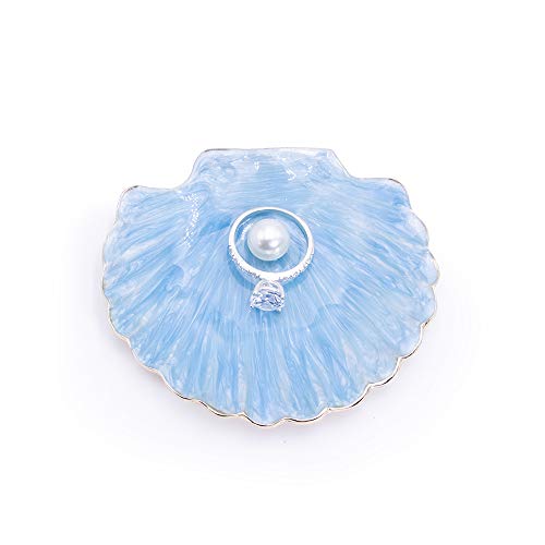 LARAINE Jewelry Tray Ring Display Holder Mermaid Trinket Dish Home Decorative Plate For Earrings Necklace Bracelet Organizer Display (Pearl Blue)