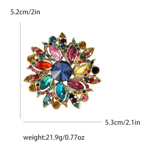 Image of Rhinestone Flower Brooch for Women Vintage Crystal Flower Brooch Pin Elegant Clothing Hat Bag Accessories Christmas Birthday Party Wedding Costume Jewelry