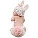 QHGstore Abbigliamento bambino sveglio del Crochet appena nato del bambino puntelli foto costume bambino Fotografia Puntelli Coniglio Fiore della neonata Abiti Set