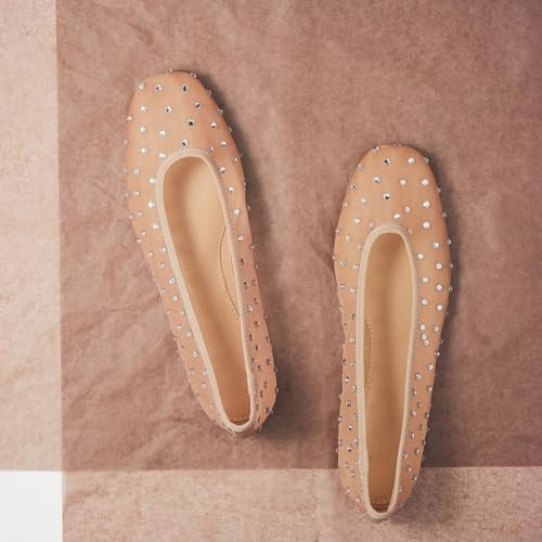 Mesh Flats Ballet Flats for Women with Rhinestone Sparkly Dressy Crystal Sandals3
