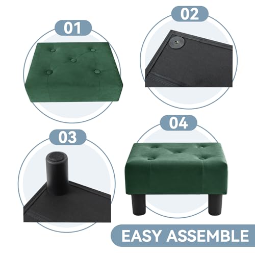 Poofzy-Small-Foot-Stool-Ottoman-Velvet-Ottoman-Foot-Rest-with-Legs-Rectangle-Footstool-Ottomans-for-Couch-Ottoman-Foot-Stools-for-Living-Room-Entryway-Green Poofzy Small Foot Stool Ottoman Velvet Ottoman Foot Rest with Legs Rectangle Footstool Ottomans for Couch Ottoman Foot Stools for Living Room Entryway Green