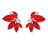 Red Rhinestone Earring Sparkly Faux Crystal Stud Earrings for Women Wedding Prom Party