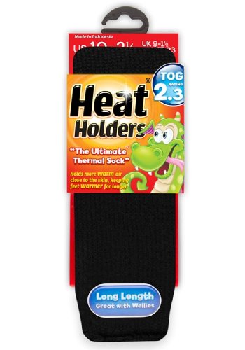 Kids Boys Girls Heat Holder Thermal 2.3 tog Socks 10-1 us Black