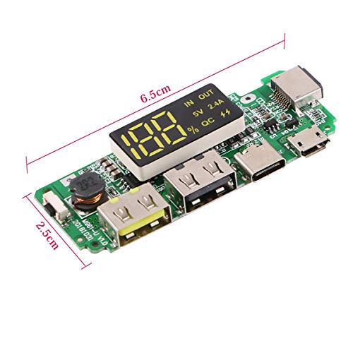 Image of UG LAND INDIA 186 50 Charging Board Dual USB 5V 2.4A Mobile Power Bank Module 186 50 Lithium Battery Charger Board with Overcharge Overdischarge Short Circuit Protection DIY USB Power Bank Board
