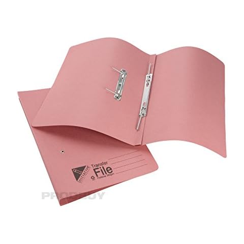 [5 Pack] Pink Foolscap Transfer Spring Files 285gsm 32mm Capacity Cover