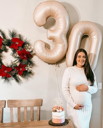 Image of Light Brown Number Balloon 40 Inch, Tan 0 Number Balloons, Khaki 10 20 30 40 50 Numbers Balloon Beige Birthday Decorations, Sandy Brown Party Supplies for Women Men
