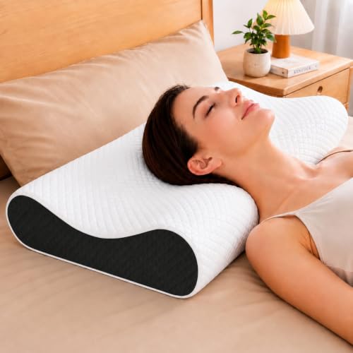 Image of MINMART Memory Foam Pillow for Neck Support || Orthopedic Contour Pillow for Cervical Spine Alignment & Shoulder Support | Made in India | 19 x 11 x 3.5 Inch A1