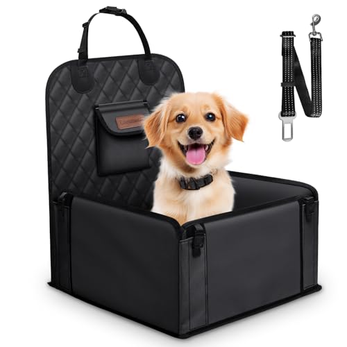 Looxmeer Panier Chien pour Voiture, Housse de Siège pour Chien avec Ceinture de Sécurité, Housse de Protection Siège Avant/Arrière d’Auto, Rehausseur Voiture pour Petits/Moyens Chiens