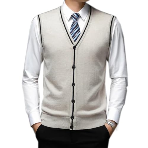 Men's Casual Sweater Vest Solid Color V-Neck Sleeveless Buttons Down Knitted Cardigan Sweater Vest2
