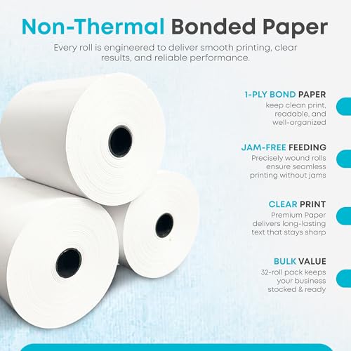 Image of (32 Rolls) Kitchen Printer Paper 3 inch x 150 Feet Receipt Paper Rolls