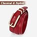 JASGOOD Women's Skinny PU Leather Belt Thin Waist Belt with Gold Buckle for Jeans Pants Dresses 0.7”(Red