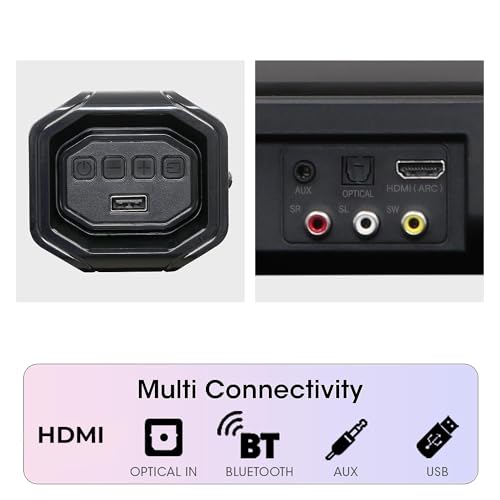 Image of ZEBRONICS Juke BAR 7400 PRO 5.1 Channel soundbar with 6.5 inch subwoofer, 400W RMS, Dual Rear Satellites, HDMI (ARC), Optical in, AUX, BT v5.0, USB in, Remote Control,LED Display and Wall Mount(Black)