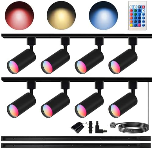 GU10 16-Color RGB Track Lighting Kit, 8-Pack Colour-Changing Spot...