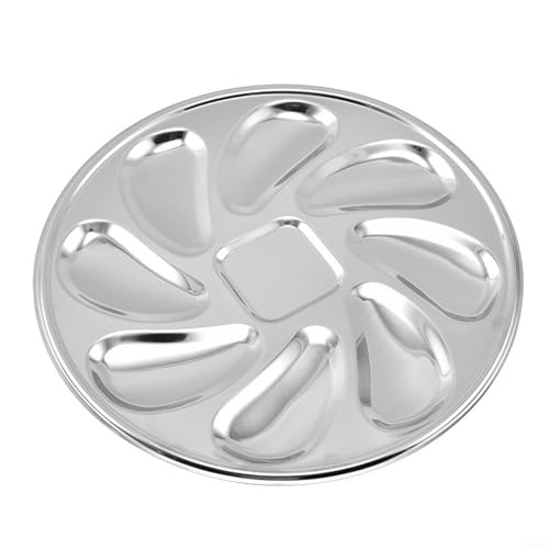 Piatto da portata in acciaio inox con 8 scomparti per ostriche, capesante e varie presentazioni di cibo