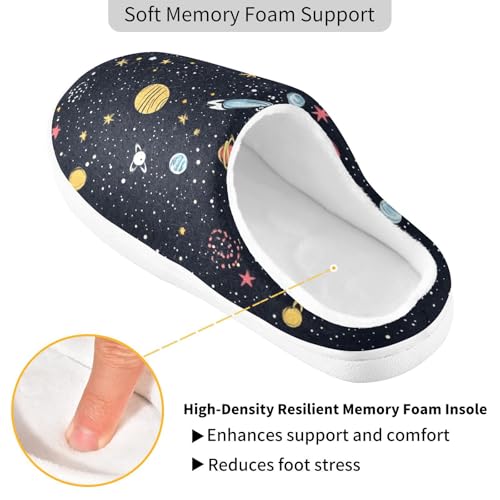 Space Starry Cosmic Planet Women Cotton Slippers Breathable Memory Foam Home Slippers for Hotel Christmas Presents 6-72