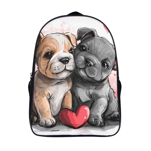 Cartable garçon primaire au motif bouledogue, sac à dos enfant idéal pour aller à l'école