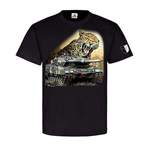T-shirt militaire Lukas Wirp Leo 2 23392 avec char léopard noir Medium