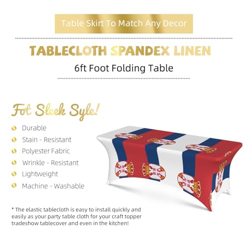 Nappe de table drapeau Serbie 1,8m en élasthanne extensible lavable - 6