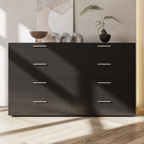 GODECOR 8 Drawer Dresser for Bedroom, Black Chest of Drawers,