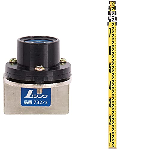 シンワ測定(Shinwa Sokutei) 丸型気泡管 アルミスタッフ II用 ブルー &アルミスタッフ II 3m5段 表面10oピッチ 裏面1oピッチ目盛付 イエロー【セット買い】