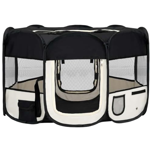 vidaXL Box per Cani Pieghevole con Borsa Trasporto Nero 125x125x61 cm Recinto