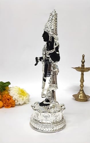Image of Gold Art India Lord Tirupati Balaji Idol Murti for Mandir | Pooja Room Lord Vishnu Shree Venkateswara Swamy Statue God Balaji Home Decor Showpiece For Gift Living Room (Silver plated BLACK terracotta)