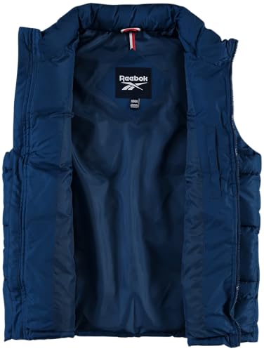 Image of Reebok Mens Puffer Vest - Full Zip Midweight Thick Insulated Sleeveless Jacket for Men - Outdoor Quilted Puffer Winter Vest
