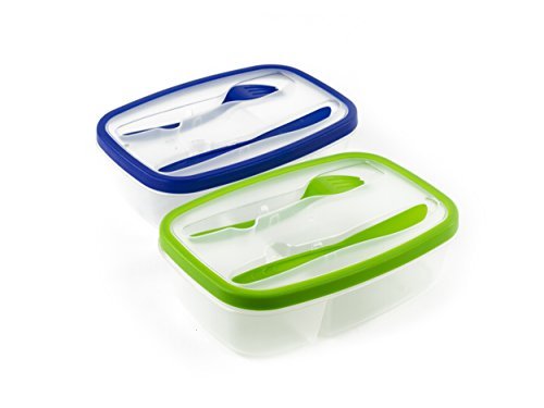 Imperial Home Plastic Bento Lunch Box - Food Storage Containers with Cutlery Set