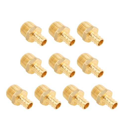 PLUMBINGMASTER Brass Pipe Fitting 3/4 Male NPT * 3/4 PEX Adapter - Anti-Corrosion, Lead-Free, 5 Year Warranty, Easy Installation - Multiple Certifications for Plumbing Repairs (10 Pack)